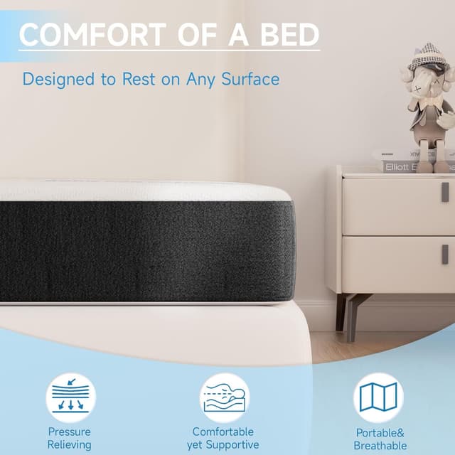 Detalle 2 de wowttrelax Folding Mattress Double (6 inch) – 4-fold memory foam floor mattress for guests, camping and caravans