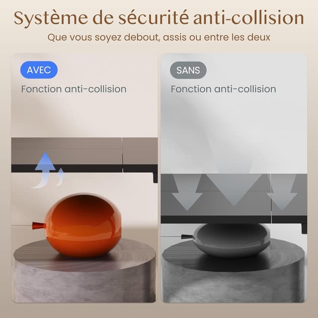 Thumbnail 6 de FLEXISPOT Bureau assis-debout 140 x 70 cm à 2 moteurs, 100 kg, avec fonction mémoire (noir)