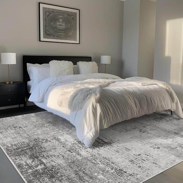 Detalle 2 de BEIMO waschbarer Kurzflor-Teppich für Wohnzimmer & Schlafzimmer (160×230 cm), abstraktes Grau-Braun-Design