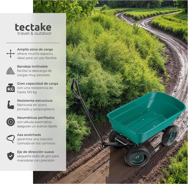 Detalle 2 de tectake Carro de Jardin 120 kg