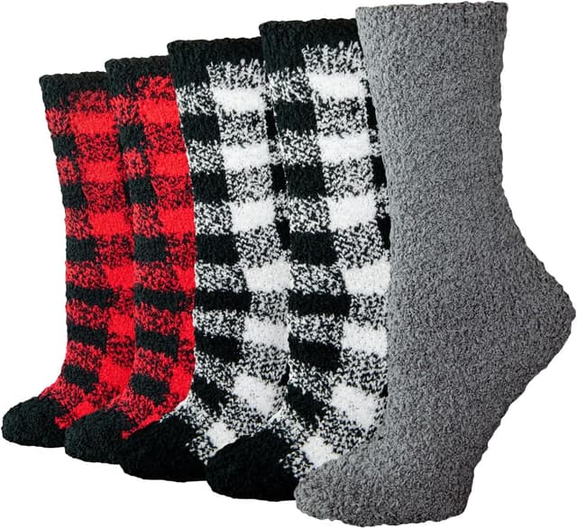 Detalle 2 de Cosy Fuzzy Slipper Socks (Plush Sleep Socks) – 5 pairs pack