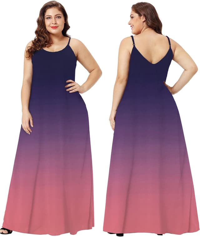 Detalle 1 de Wolddress Women’s Maxi Dress with Pockets (S–5X) — Adjustable Spaghetti Strap, Loose Long Office & Summer Casual