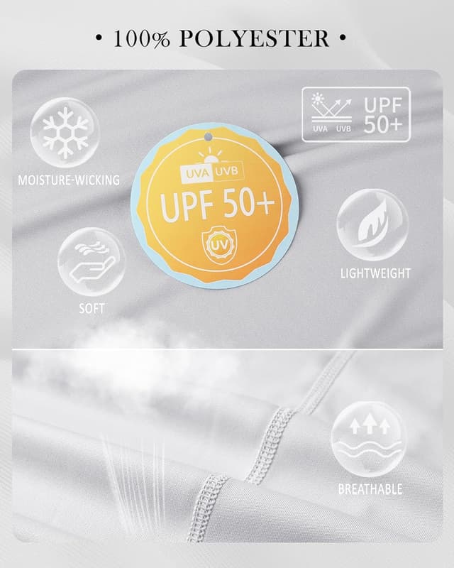 Detalle de Tansozer Men’s UV Rash Vest UPF 50+ Long Sleeve (Quick-Dry) for Swimming & Outdoor Sports