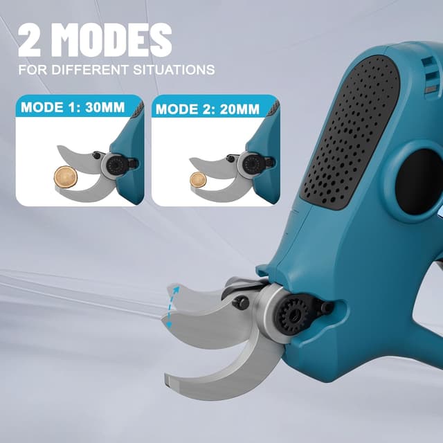 Detalle de Cesoie da potatura senza fili per Makita 18 V con lama SK5 da 30 mm e display LCD