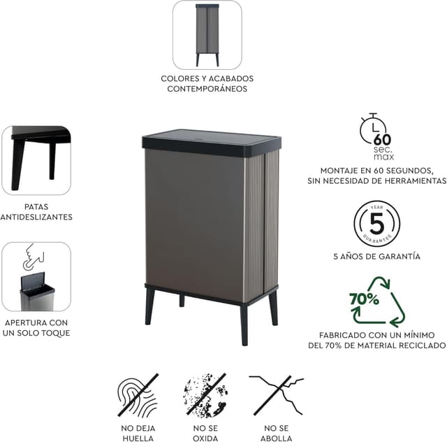 Thumbnail 9 de CURVER Verto - Cubo de basura elegante 54L con tapa 🗑