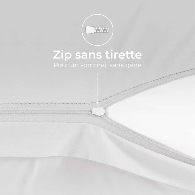 Thumbnail 6 de Dreamzie Taies d’oreiller 50x70 en coton renforcé (lot de 2) blanc, tissage serré 57 fils/cm², certifié Oeko-Tex