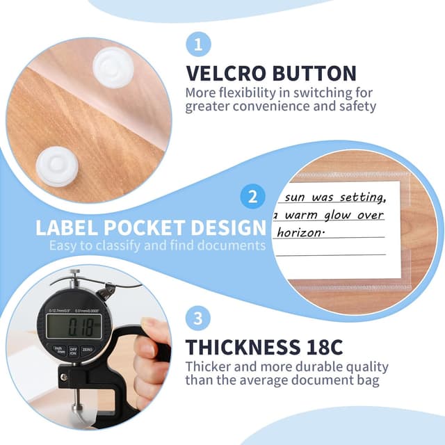 Detalle de Smarpau A5 Document Plastic Wallets (32-pack) with Popper, Label Pocket & Button