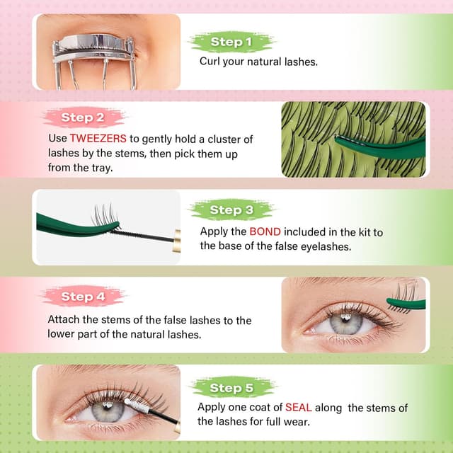 Thumbnail 6 de KEYYOU Aurora Lash Clusters Kit (Fairy Lash, C Curl) — 120-Piece Invisible Band Wispy Extension Set for DIY