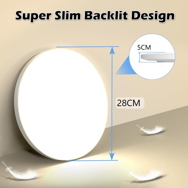 Detalle de OUILA Plafoniera LED da soffitto 24W IP44 rotonda Ø28 cm luce 4000K