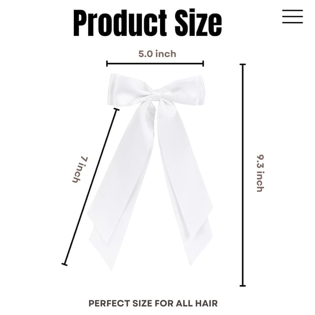 Detalle 2 de LuSeren 2-Pack Double Layer Hair Bows with Ribbon Clips (White)