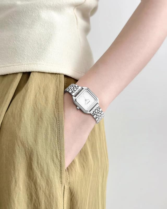 Detalle 2 de CIVO Armbanduhr Damen Klein Analog – quadratisches Edelstahl-Design, wasserdicht (3ATM)