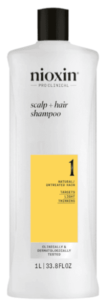 Detalle de Nioxin 1 ChampĂș para cabello natural, debilitamiento leve, 1000 ml đââ