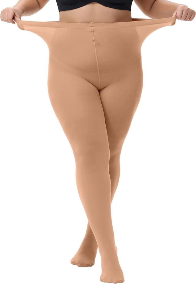 Detalle de Collants femme taille haute semi-transparents HeyUU (XL-4XL)