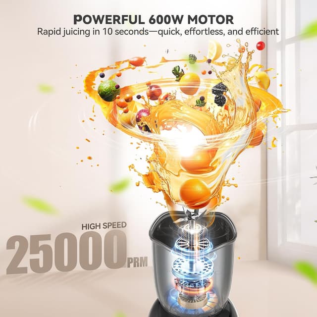 Detalle de TECKNET 600W Powerful Personal Blender Smoothie Maker with 500ml portable cups and 150ml grinding cup