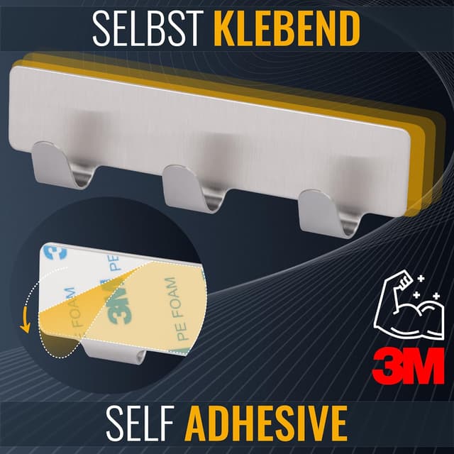 Thumbnail 1 de RICOO MH020-2 Hakenleiste mit 3 Edelstahlhaken 2er Set