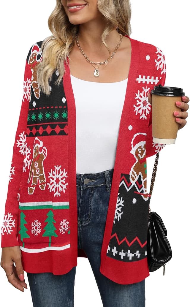 Detalle de Yommay Damen-Strickjacke mit Taschen