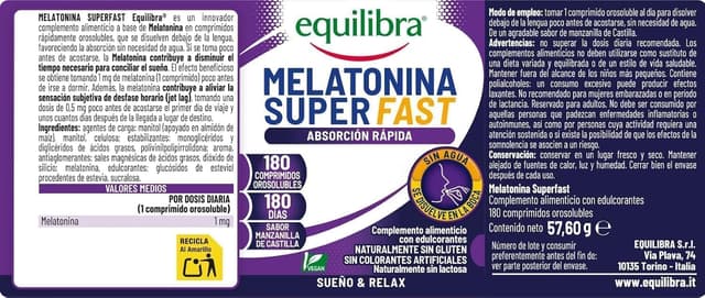 Thumbnail 5 de Equilibra Melatonina Superrápida 🍵, Comprimidos Solubles Veganos 180