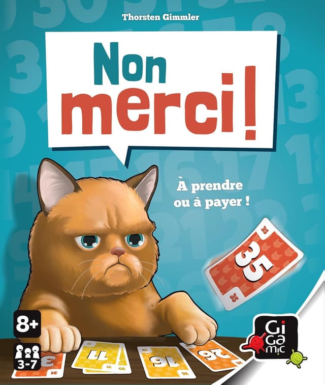 Detalle 2 de Gigamic Non Merci – Accepterez-Vous la carte… ? Jeu de cartes fun et facile pour toute la famille (3 à 7 joueurs, dès 8 ans)