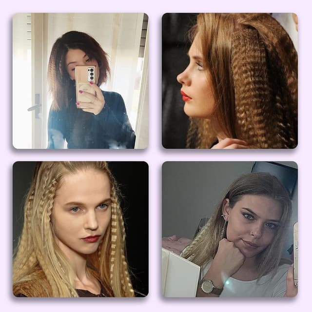 Detalle 2 de DSHOW Keramik Crimping-Eisen für die Haare – Kreppeisen mit Schnellaufheizung, 5 Temperaturstufen (lila)