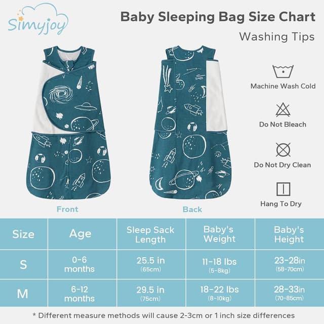 Thumbnail 6 de SIMYJOY Baby Schlafsäcke Neugeborene – 3-fach verstellbarer Pucksack aus 100% Baumwolle mit 2-Wege-Reißverschluss