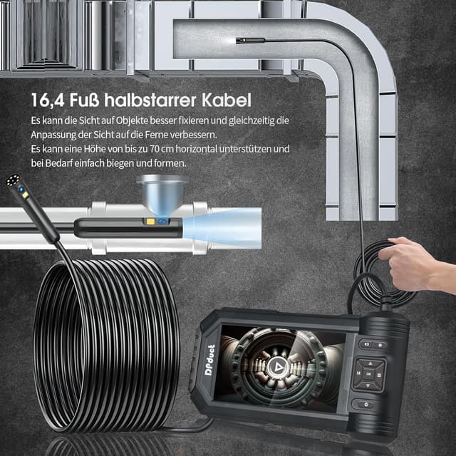 Thumbnail 5 de DPduct Endoskopkamera mit Licht: Dual-Lens Inspektionskamera (10 m) mit 5,0-Zoll-IPS-Display