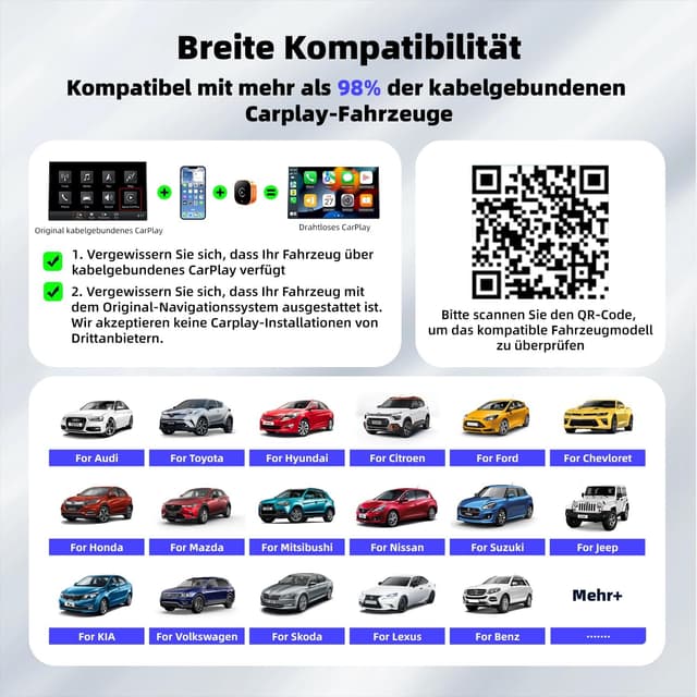 Thumbnail 6 de CarPlay Wireless Adapter 2026 Upgrade – kabelloses Plug-&-Play für Wired CarPlay ab 2015 (iOS 10+)