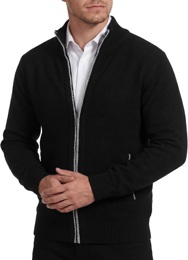 Detalle de GLESTORE Strickjacke für Herren als Trachtenjacke Cardigan mit Fleece-Optik