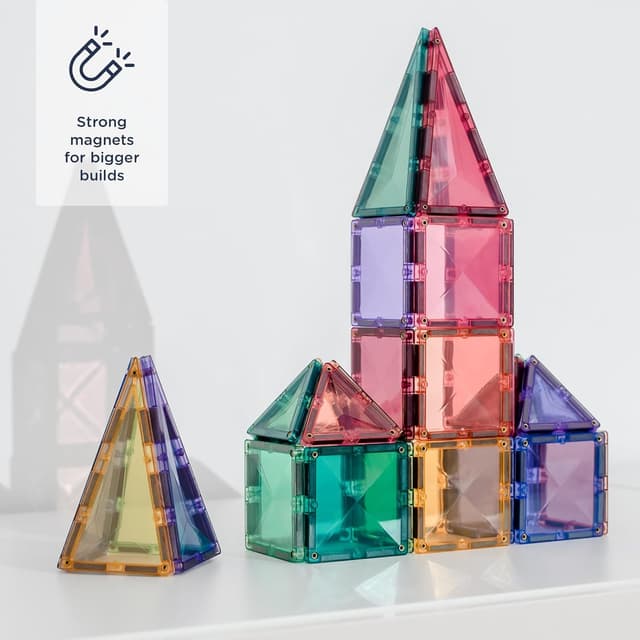 Detalle de CONNETIX Tuiles magnétiques Pastel Mini-Paquet, 32 pièces