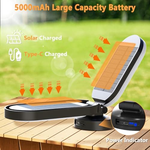 Detalle de Hapfish Luz Camping Recargable 5000mAh: lámpara solar plegable LED sin cable para tienda y emergencias