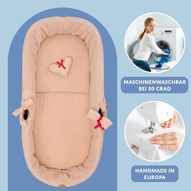 Detalle de Coussin de siège Mousseline pour poussette bébé (accessoires 3 pièces) Beige