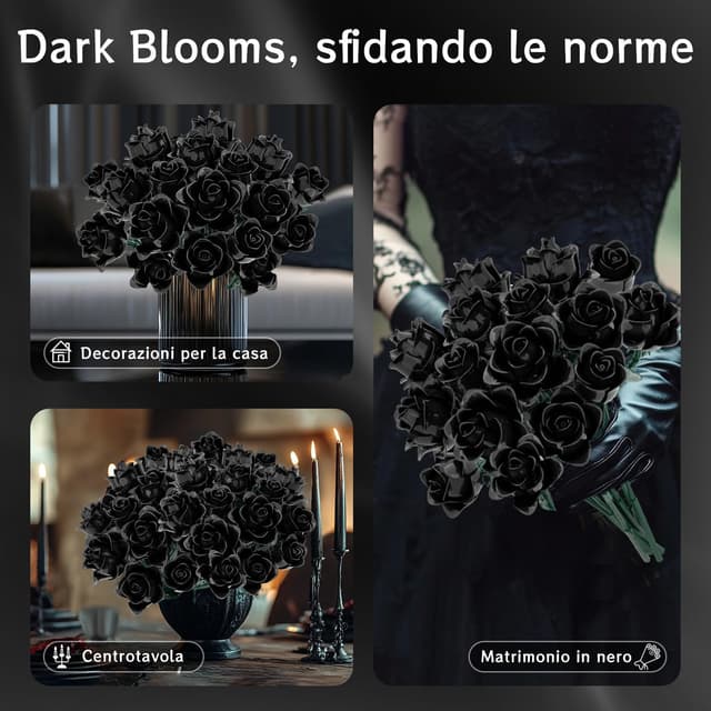 Thumbnail 5 de Mavo brix Set bouquet di rose nere 585 pezzi 🌹