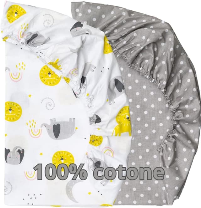 Detalle 2 de FlyIdeas Set 2 lenzuola con angoli per culla 90x50 cm in cotone traspirante