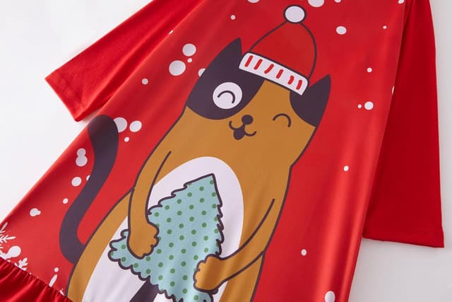 Detalle 2 de LOLPIP Weihnachts-Nachthemd für Mädchen (3–10 Jahre) – Langarm, Pyjama-Winterkleid mit Baumwollanteil