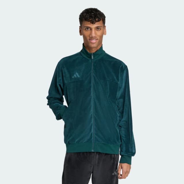 Detalle de Adidas Chaqueta deportiva aterciopelada Verde