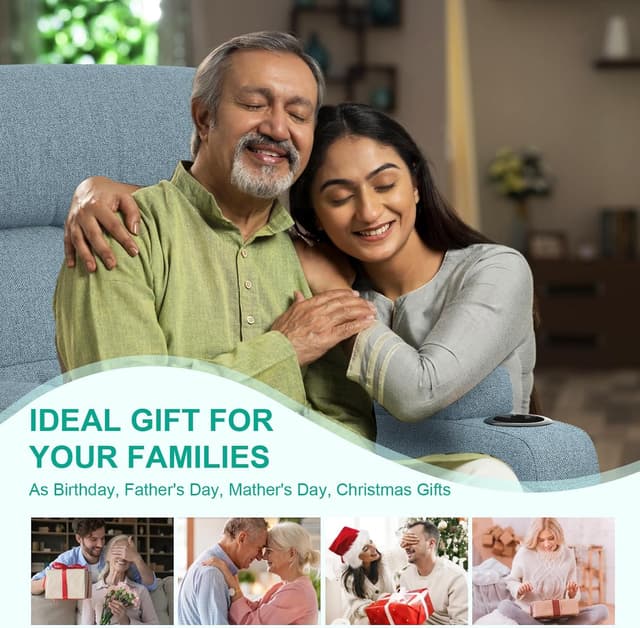 Detalle 2 de SQUEBILIFE Relaxsessel mit 8-Punkt-Massage, Wärmefunktion & Liegefunktion (elektrisch verstellbar, mit USB-C & Type-C)