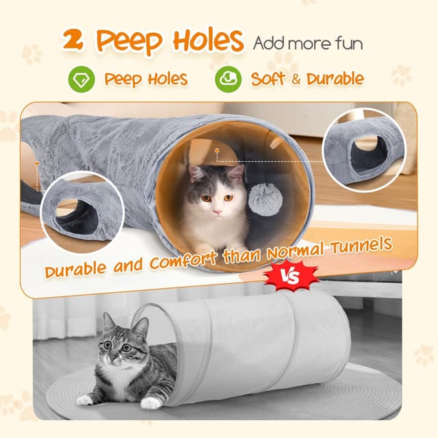 Thumbnail 5 de Nobleza Tunnel per gatti in peluche S con palla, L108ר25 cm 🐱