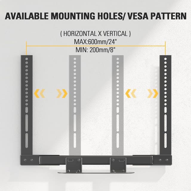 Detalle de Mounting Dream Soundbar Mount for Sonos Beam — Easy Access Sliding Block Bracket for TVs up to VESA 600x400mm
