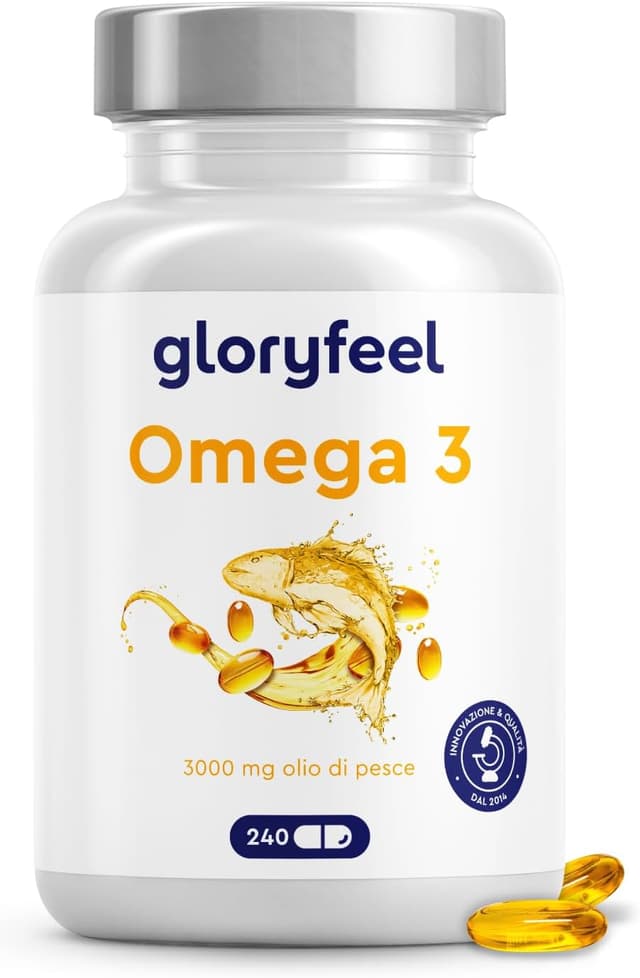 Detalle de Omega 3 3000 mg ad alto dosaggio in capsule softgel (240 capsule) con vitamina E e gusto senza retrogusto di pesce