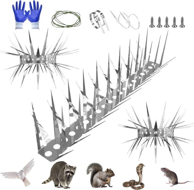Detalle de Anti-Pigeon/Bird/Cat Deterrent Spikes (Interwoven Thorns) – Cuttable 1m stainless steel