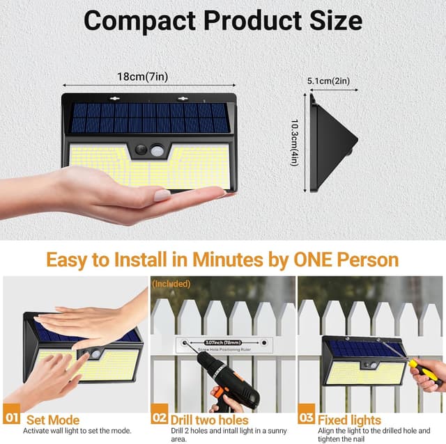 Thumbnail 6 de vighep 318 LED Solar Security Light 3 modes