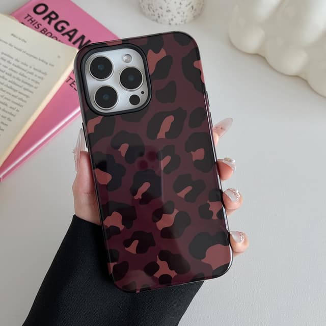 Detalle 2 de DEFBSC Case for iPhone 13 Pro (6.1-inch) – Brown Leopard Print slim bumper hybrid cover