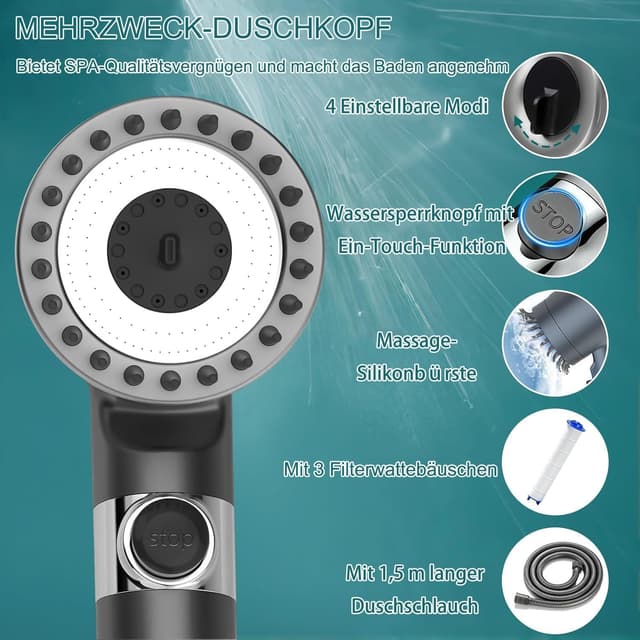 Thumbnail 4 de Arbudspro Duschkopf mit Filter 4 Strahlarten