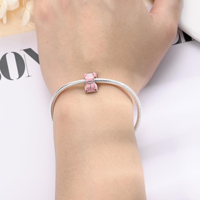 Detalle 2 de KUNSIR Charm-Anhänger aus 925 Sterling Silber mit Zirkonia – kompatibel mit europäischen Armband- und Ketten-Charms (C16)