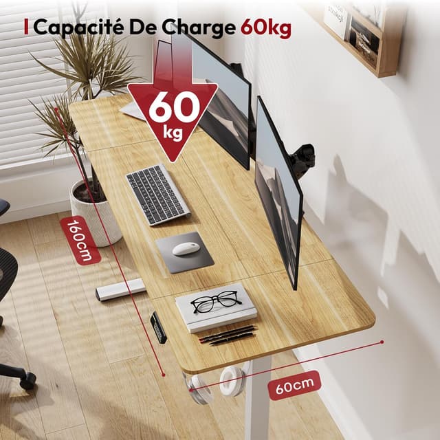 Thumbnail 3 de SANODESK Bureau Assis Debout 160 x 60 cm