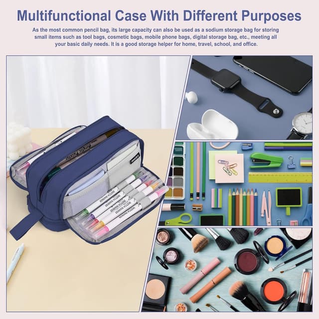 Detalle de Sciphylia astuccio grande con 4 scomparti e chiusura in metallo, per bambini e studenti