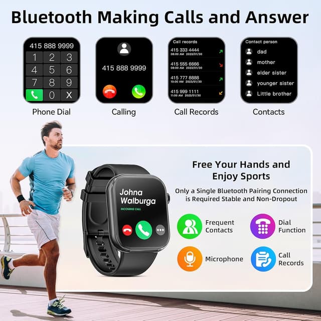 Detalle de Hwagol Smart Watch (Answer/Make Calls) 1.85-inch fitness tracker with Bluetooth calling