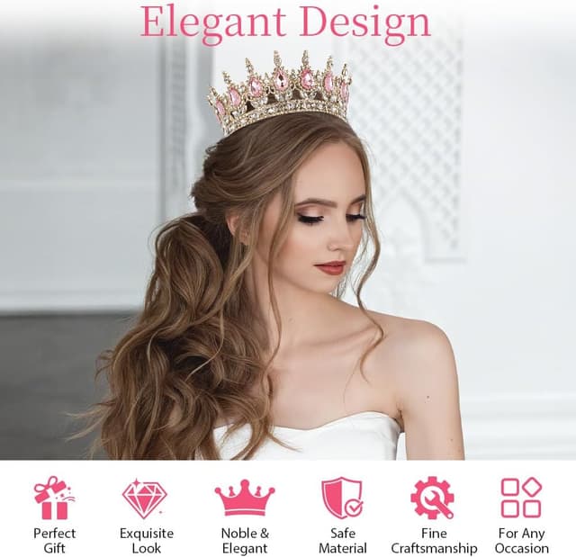 Thumbnail 2 de AOOSA Corona Regina Tiara di Strass 15 cm