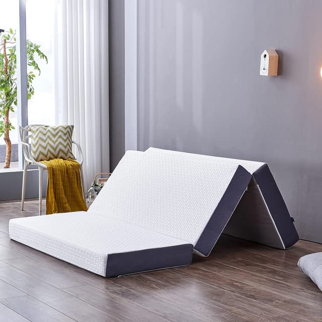 Detalle de Inofia Folding Mattress King Size (15cm) tri-fold memory foam – foldable guest mattress with washable cover