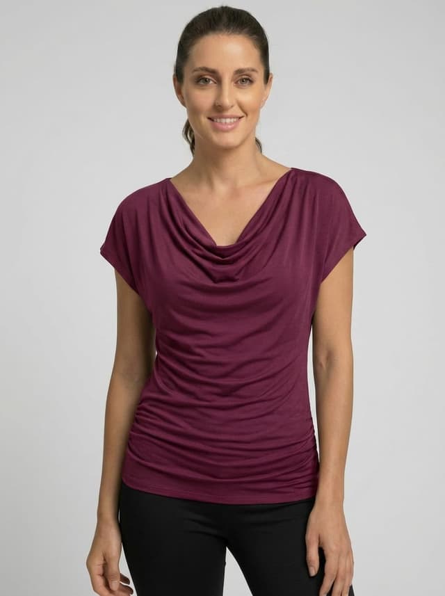 Detalle 2 de Van Der Rich T-Shirt Bluse mit Wasserfallkragen