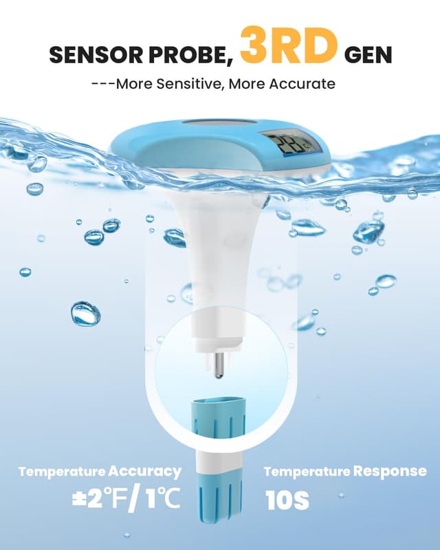 Detalle 2 de BALDR Thermomètre de piscine flottant solaire étanche IPX8